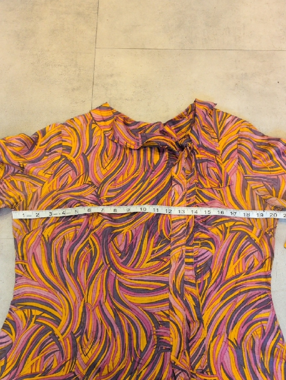 Beeline Brand Vintage 60's Swirl Print Midi Dress in Pink, Yellow, Purple - Picture 4 of 10